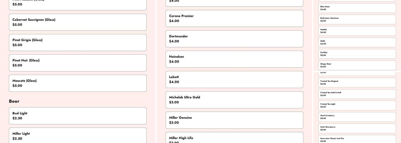 McJames Sports Pub Menu