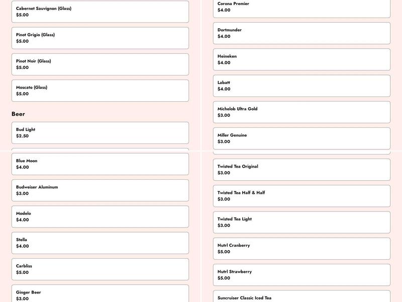 McJames Sports Pub Menu