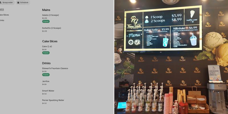 Prime Gelato in Edmonton Menu