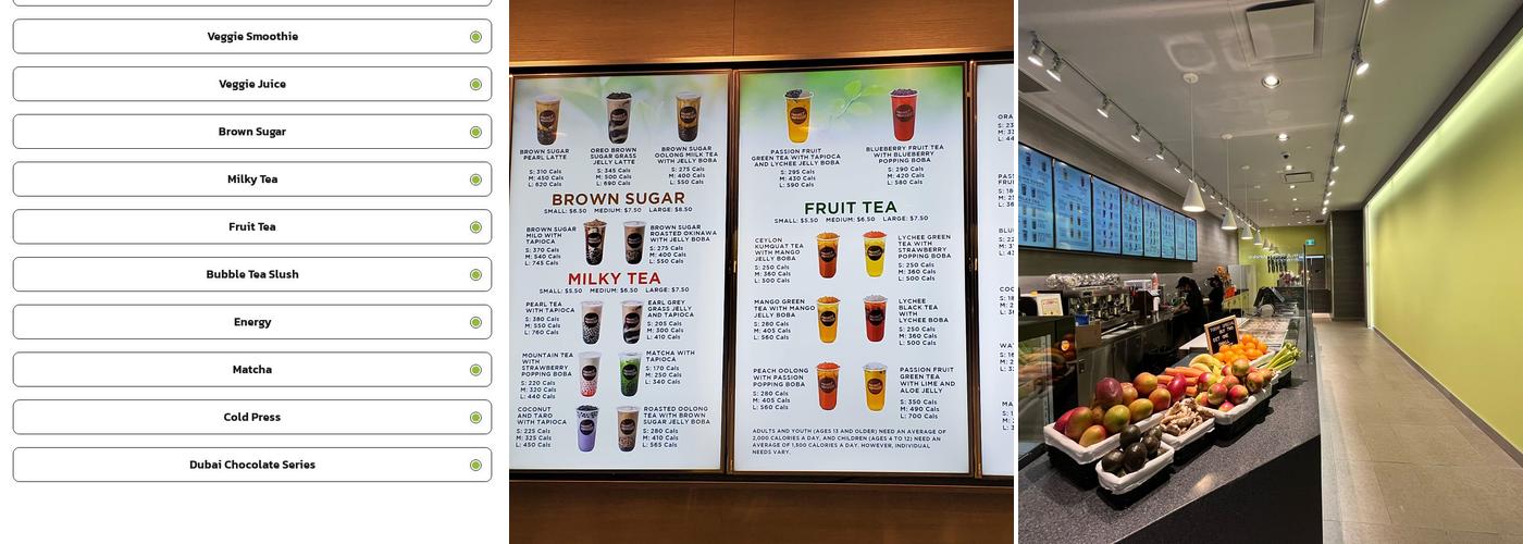 Freshly Squeezed Bubble Tea Menu
