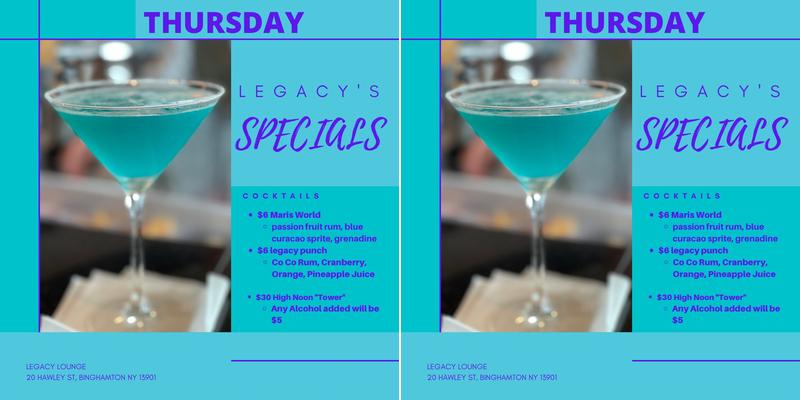 Legacy Lounge Menu