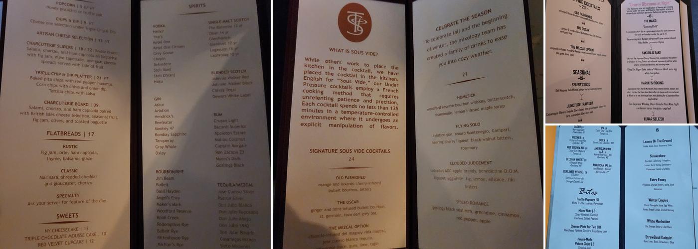 Top of the Strand Rooftop Bar Menu