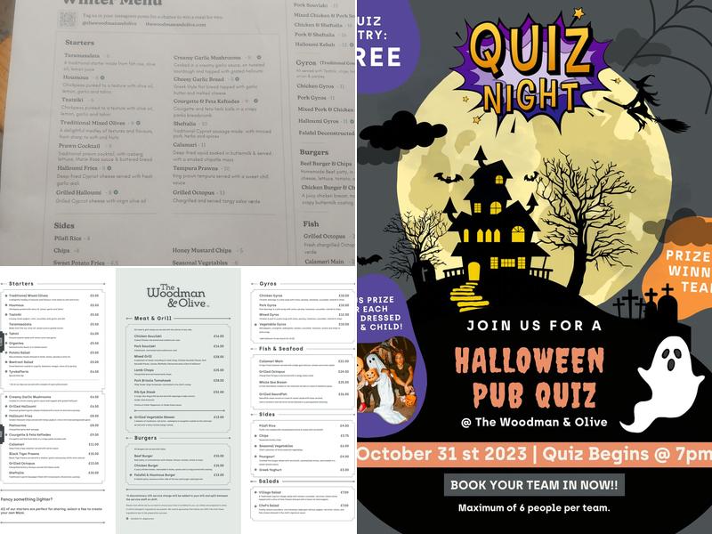 The Woodman & Olive Menu