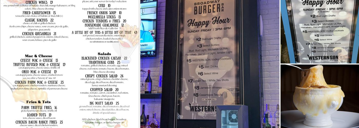 Broadway Burger Bar Menu