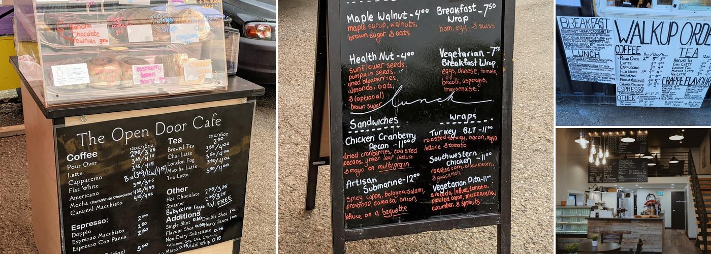The Open Door Cafe Menu