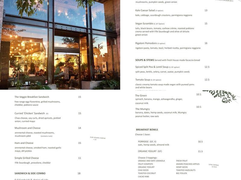 The Garden Strathcona Menu