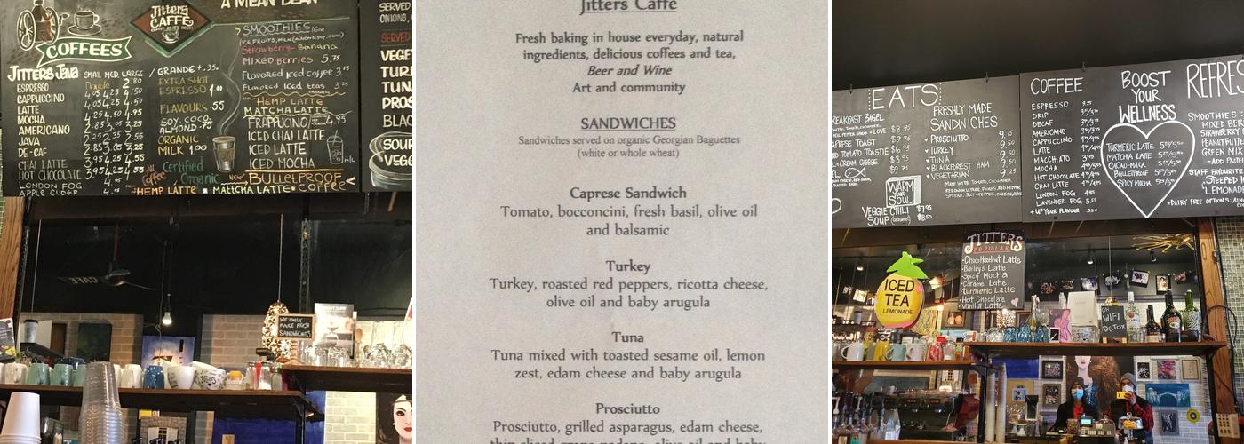 Jitters Caffe Menu