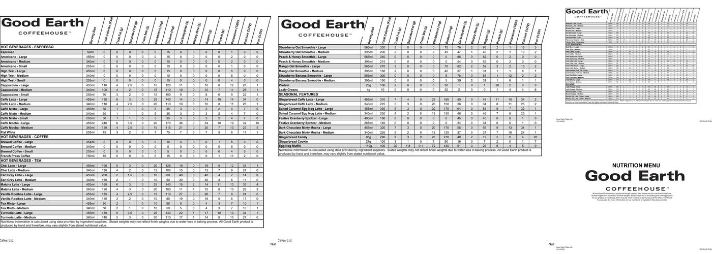 Good Earth Coffeehouse - Village Walk Menu