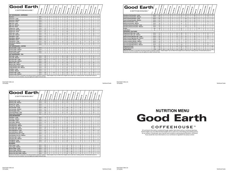 Good Earth Coffeehouse - Village Walk Menu