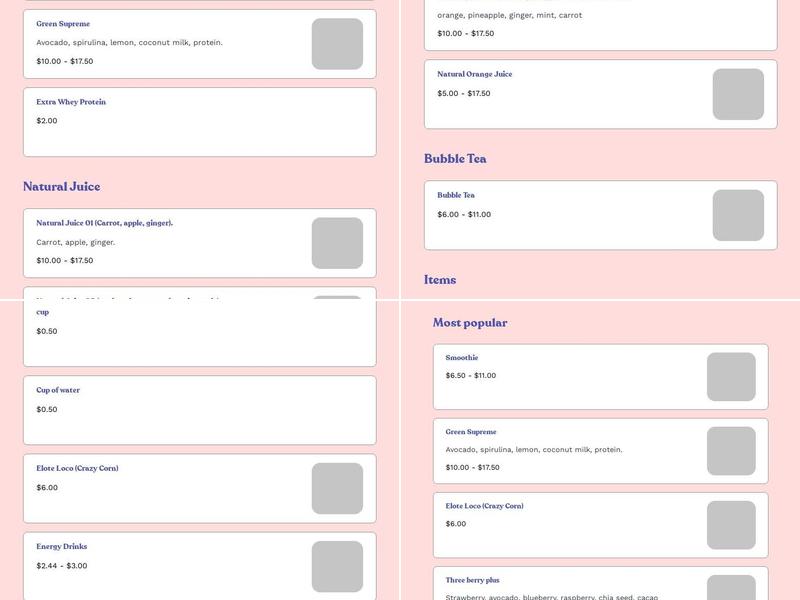 Smoothie Station FOM Menu