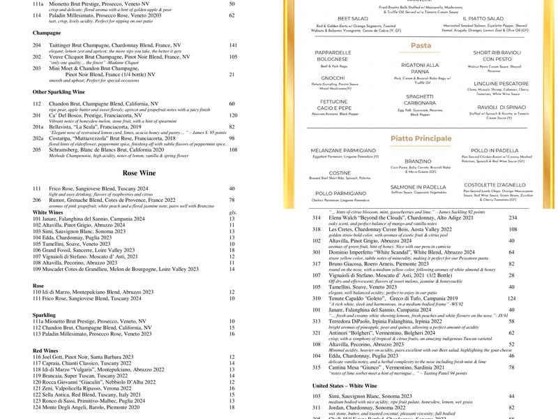 Il Piatto Restaurant Menu