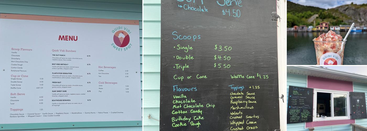 Quidi Vidi Sweet Spot Menu