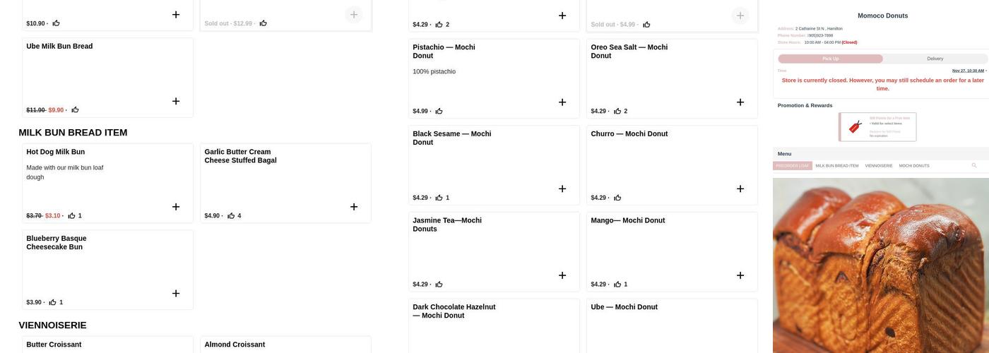 Momoco Donuts Menu