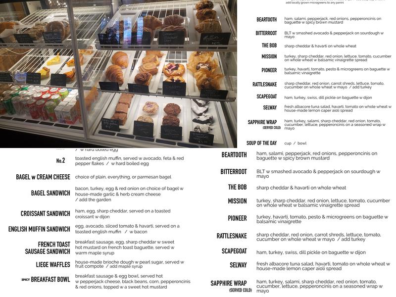 Trapper Peak Coffee Menu