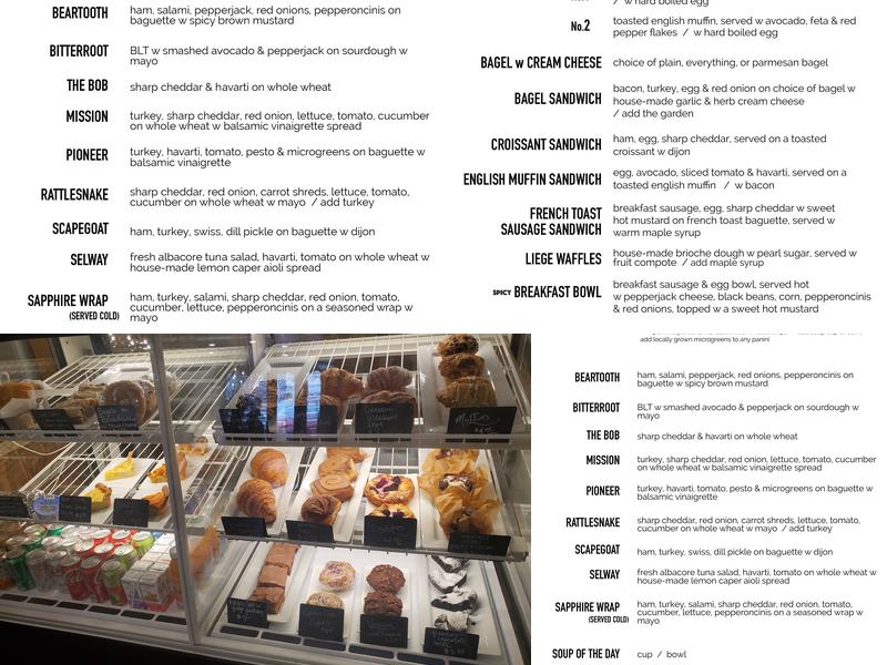 Trapper Peak Coffee Menu