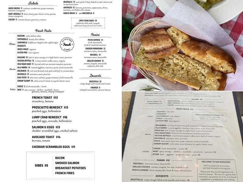 San Marzano Menu