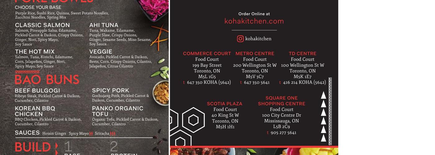 Koha Pacific Kitchen Menu