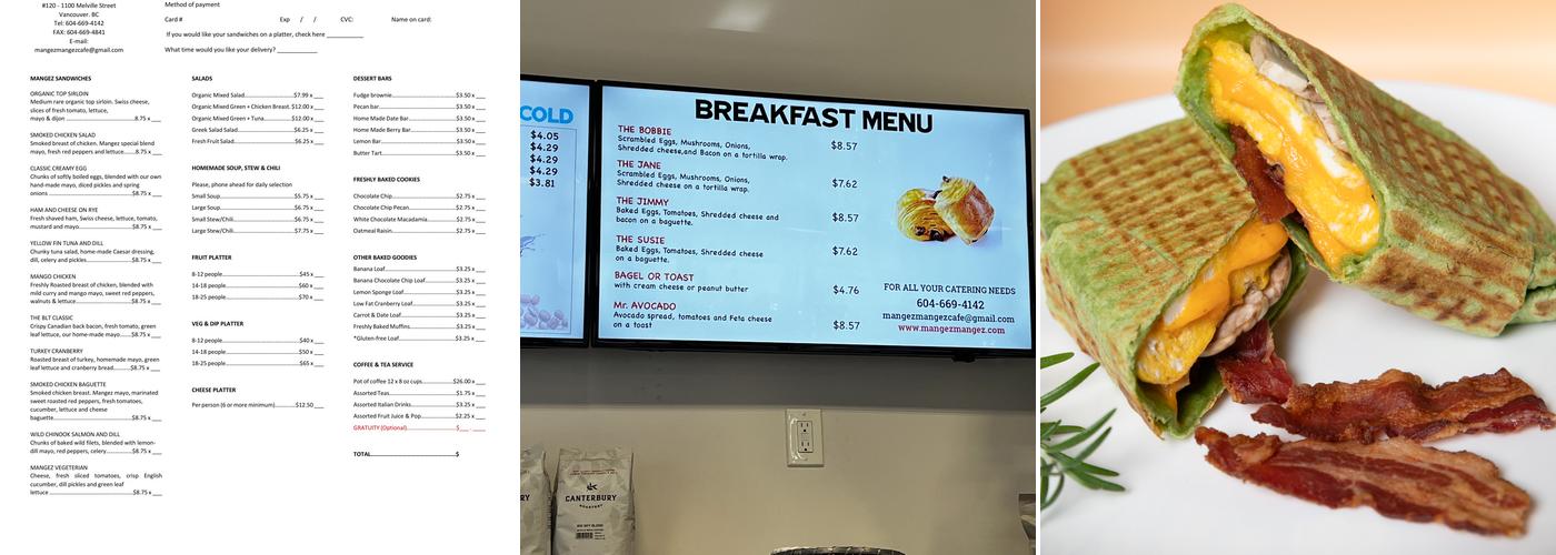 Mangez Mangez Cafe / restaurant/catering Menu