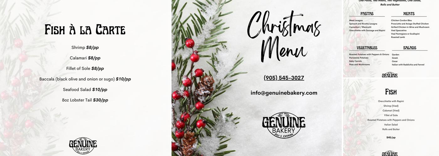 Genuine Bakery and Catering Menu