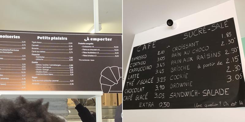 Le Saint Louis café Menu