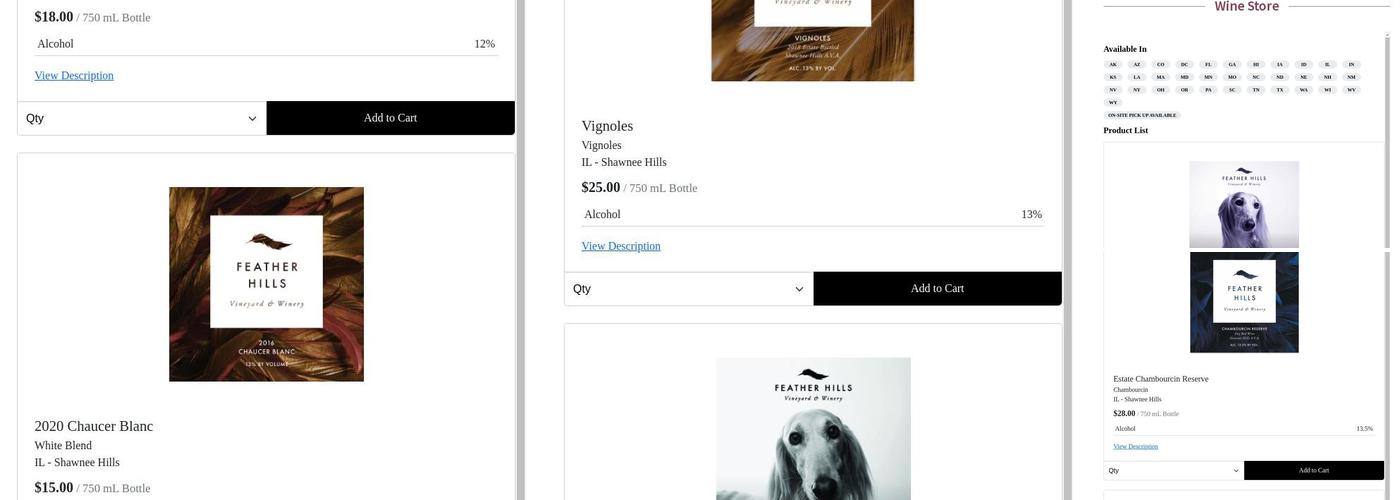 Feather Hills Vineyard and Winery Menu