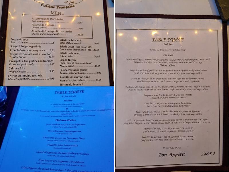Chez Éric Menu
