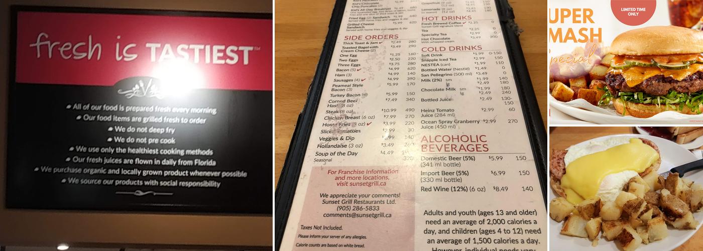 Sunset Grill Menu