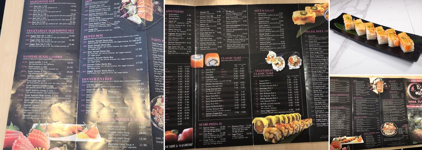 Hana Sushi Menu