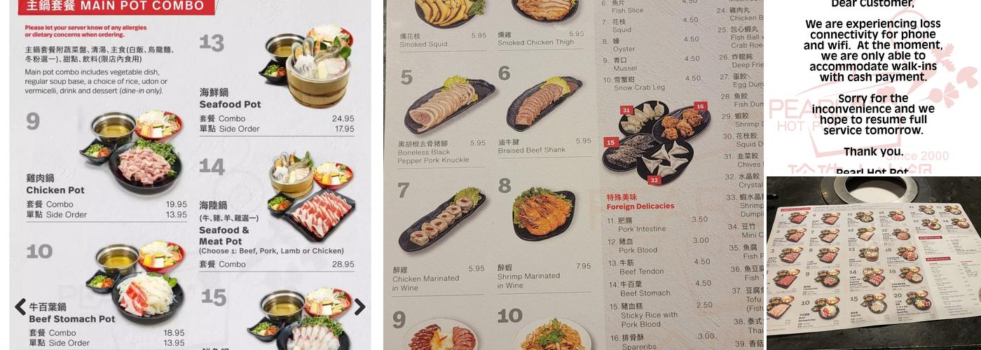 Pearl Hot Pot Menu