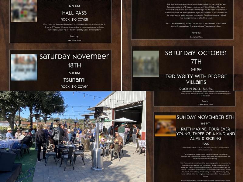 El Vaquero Winery Tasting Room Menu