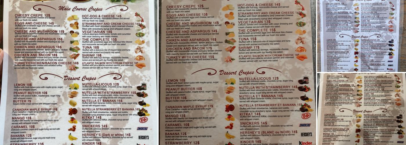 Crêperie st.paul Menu
