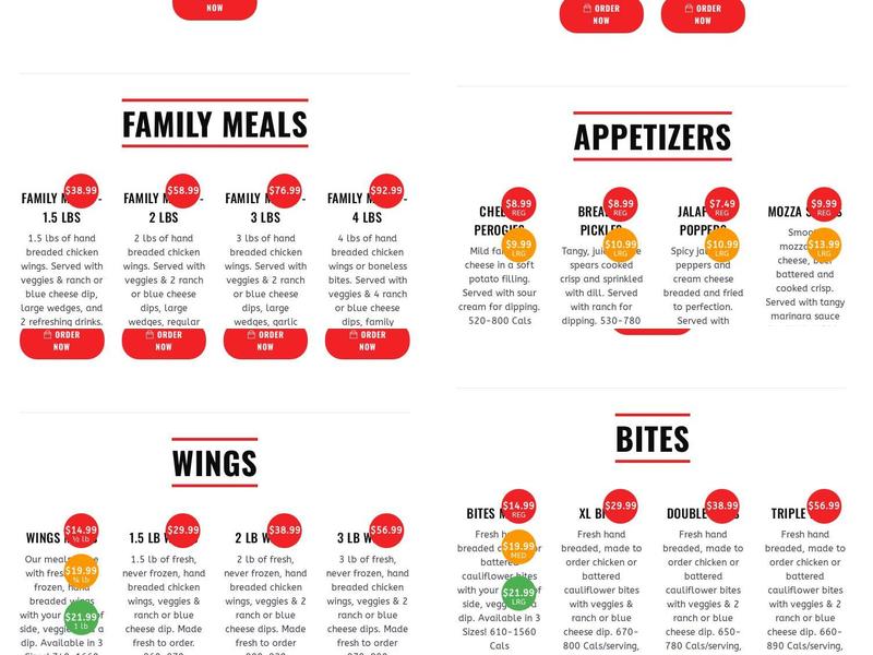 WingsUp! Toronto - High Park Menu