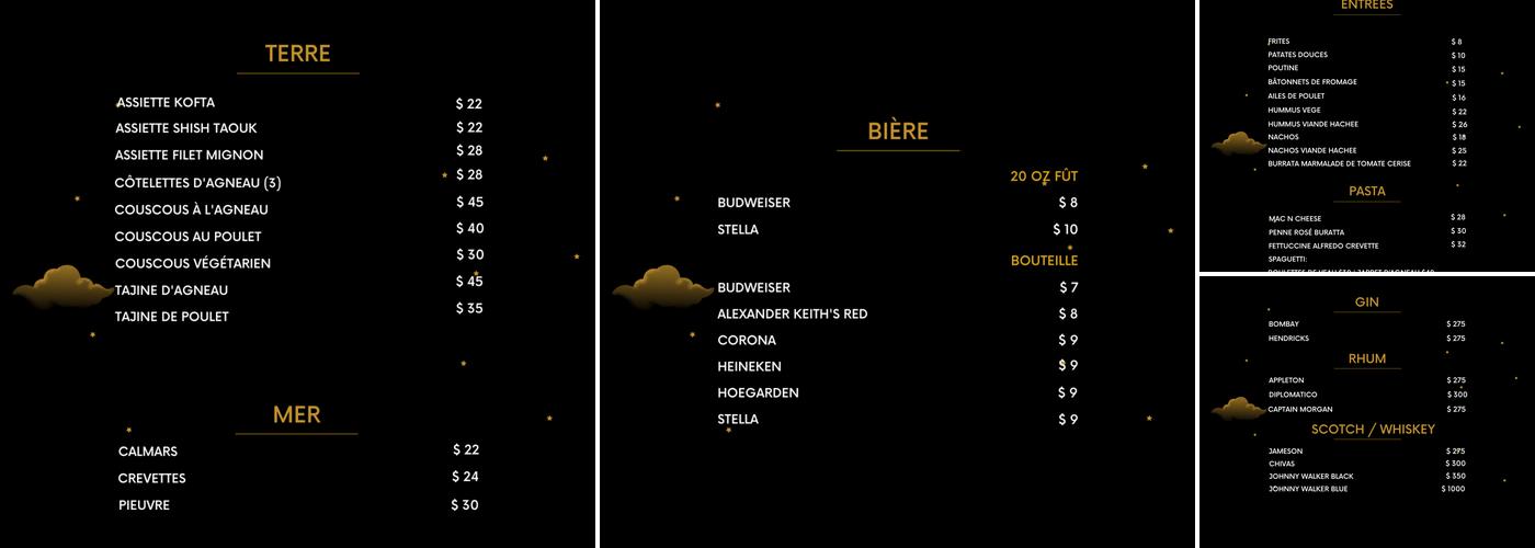 Arabesque Menu