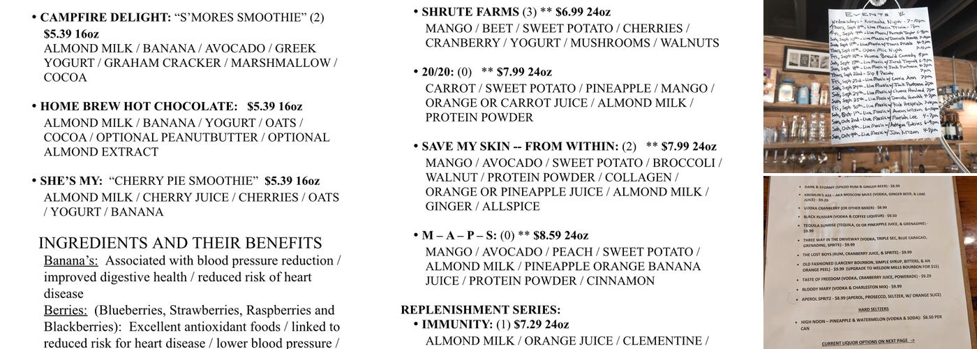 Home Brew Taproom & Tunes Menu