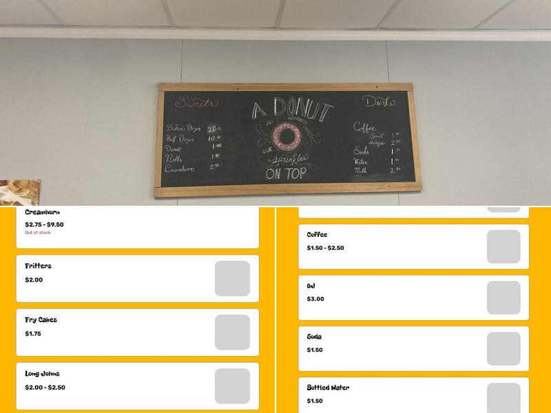 Itsa Bakery Thing Menu
