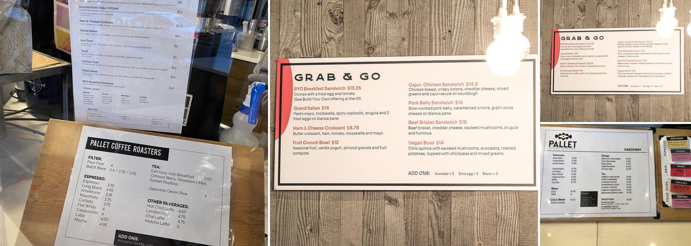 Pallet Coffee Roasters Menu
