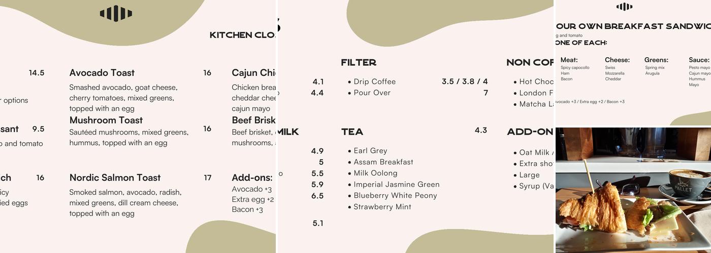Pallet Coffee Roasters Menu