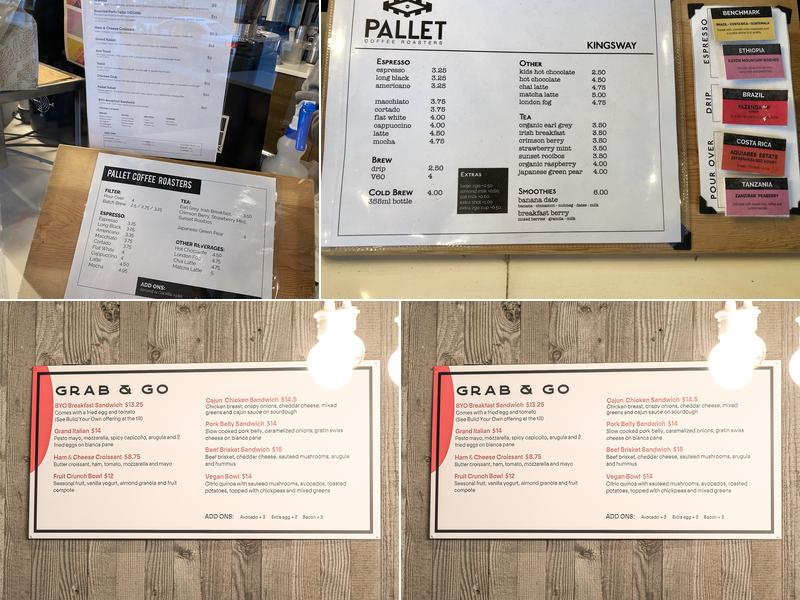 Pallet Coffee Roasters Menu
