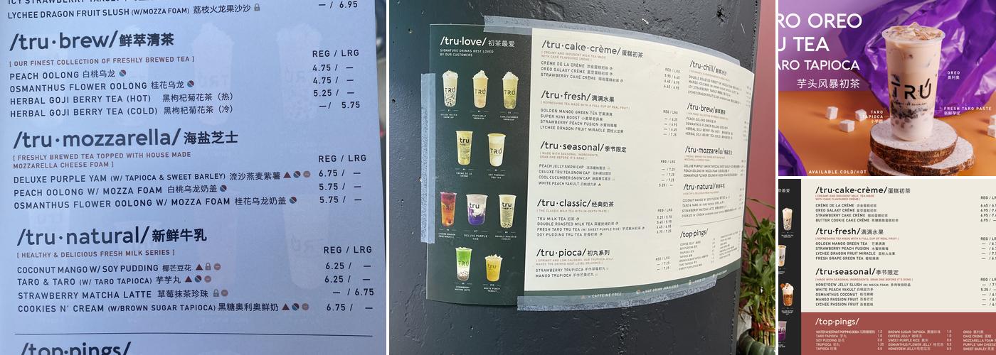TRU TEA Menu