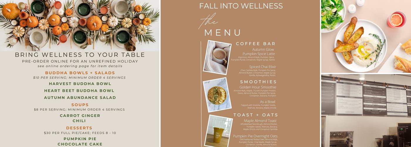 Unrefined Wellness Bar Menu