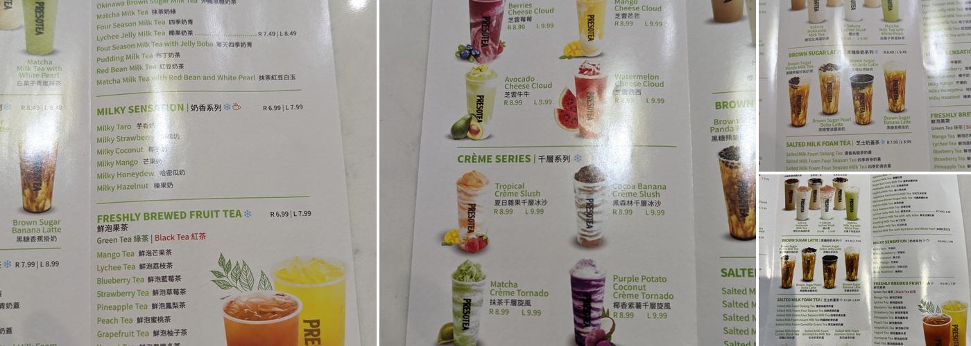 Presotea Menu