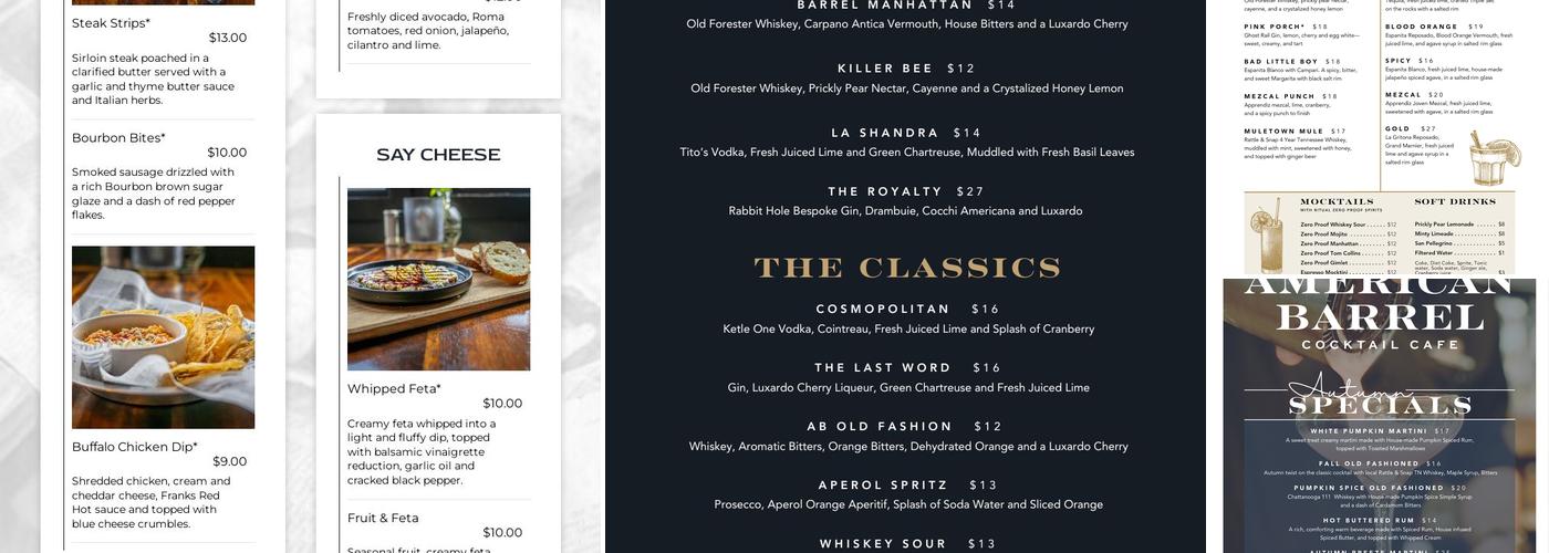 American Barrel Menu