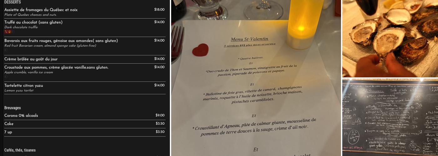 Restaurant Le Bleu Raisin Menu
