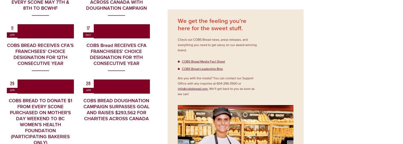 COBS Bread Bakery Cranbrook Menu