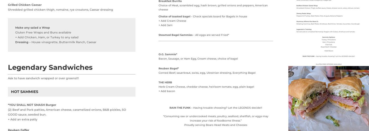 Legend Deli Menu