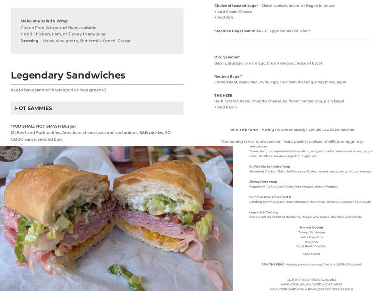 Legend Deli Menu