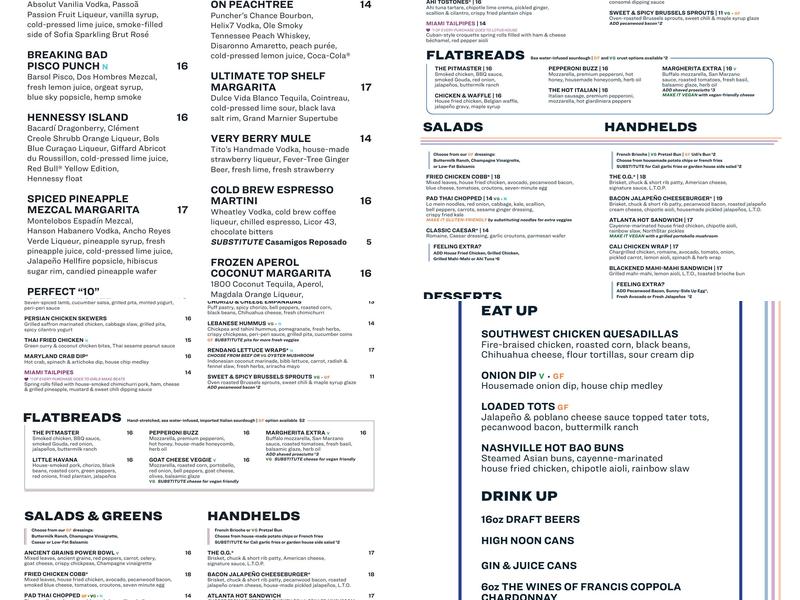 Puttshack - Miami Menu