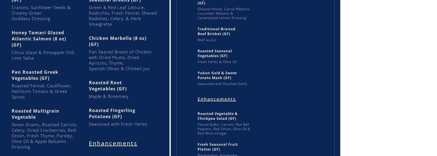 PRC Caterers Menu