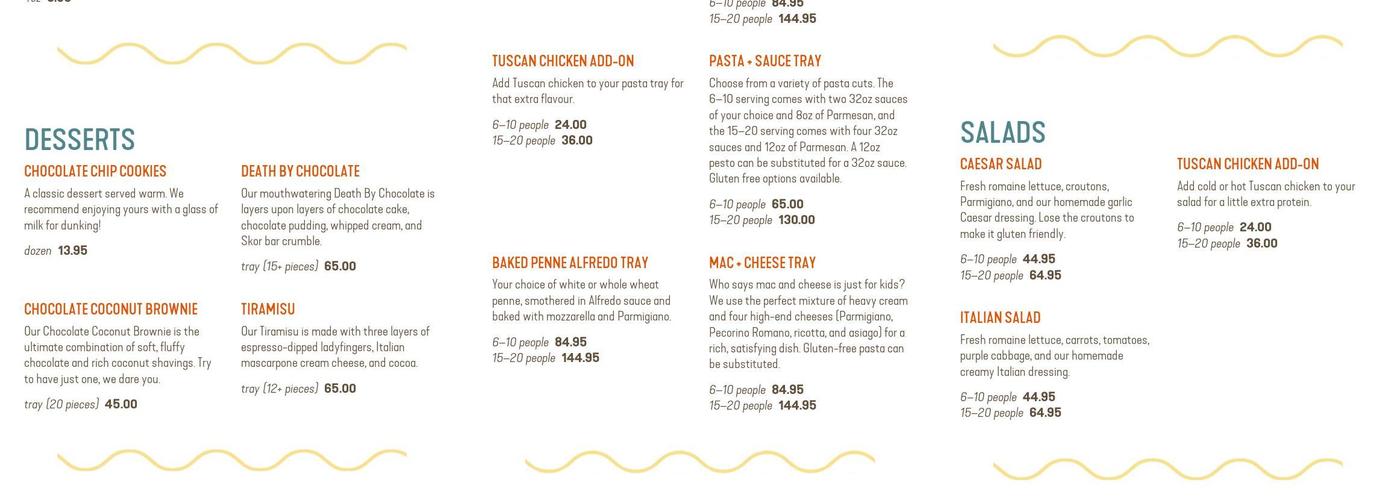 Pasta Pantry Fine Foods Inc Menu