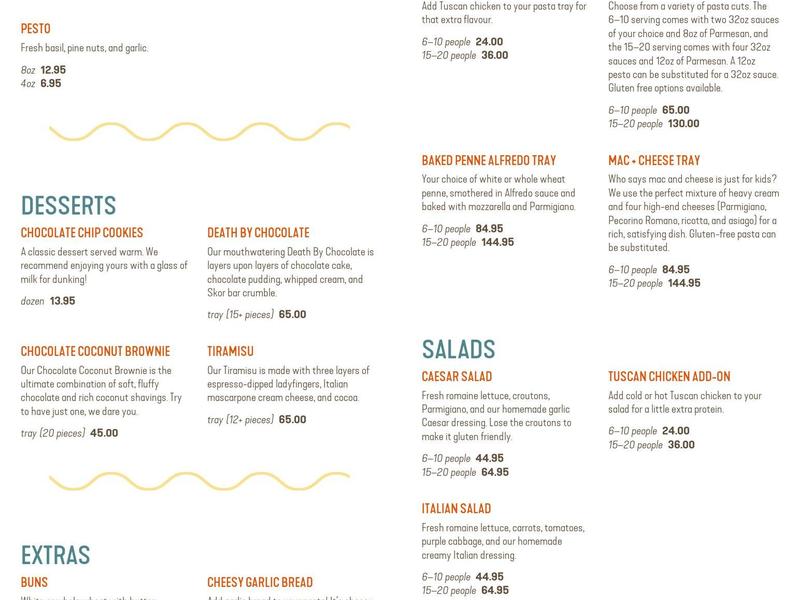 Pasta Pantry Fine Foods Inc Menu